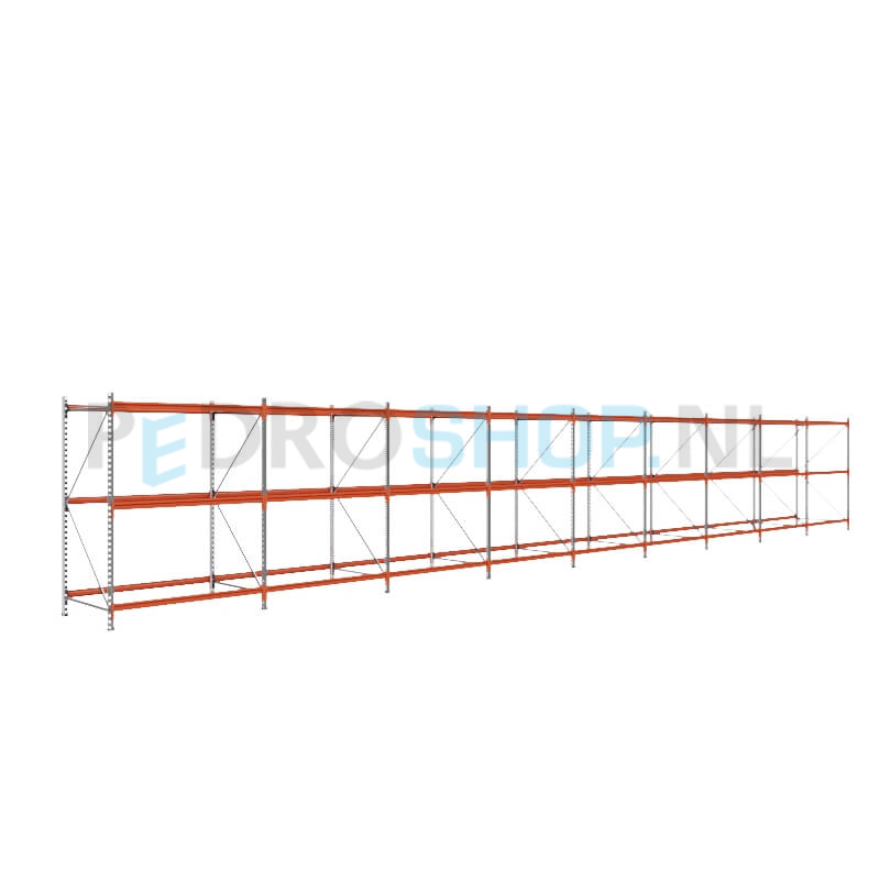 Grootvakstelling: 200cm (h) x 100cm (d) x 1402cm (l) x 3 niveaus