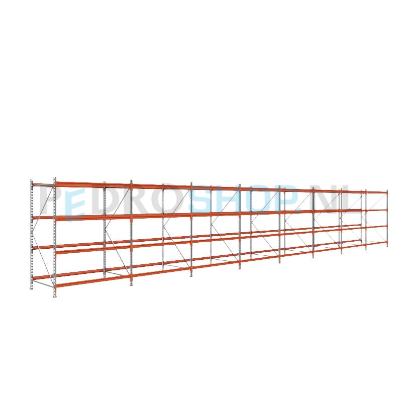 Grootvakstelling: 200cm (h) x 100cm (d) x 1246.8cm (l) x 4 niveaus