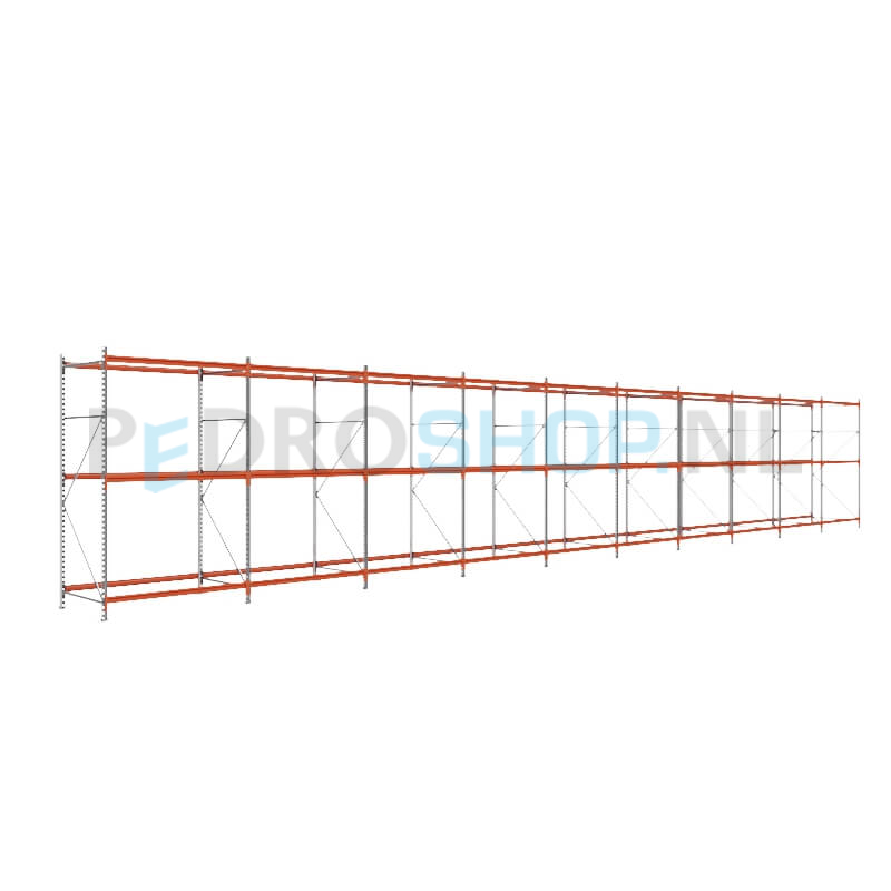 Grootvakstelling: 250cm (h) x 100cm (d) x 1557.2cm (l) x 3 niveaus
