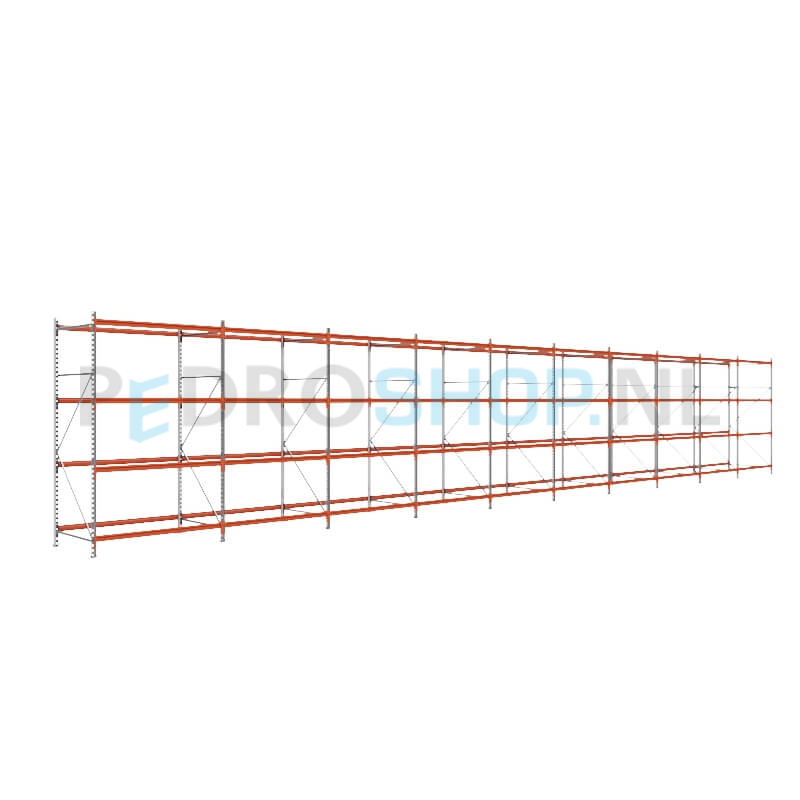 Grootvakstelling: 250cm (h) x 100cm (d) x 1557.2cm (l) x 4 niveaus