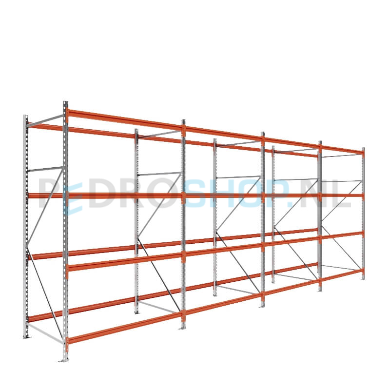 Grootvakstelling: 250cm (h) x 100cm (d) x 626cm (l) x 4 niveaus