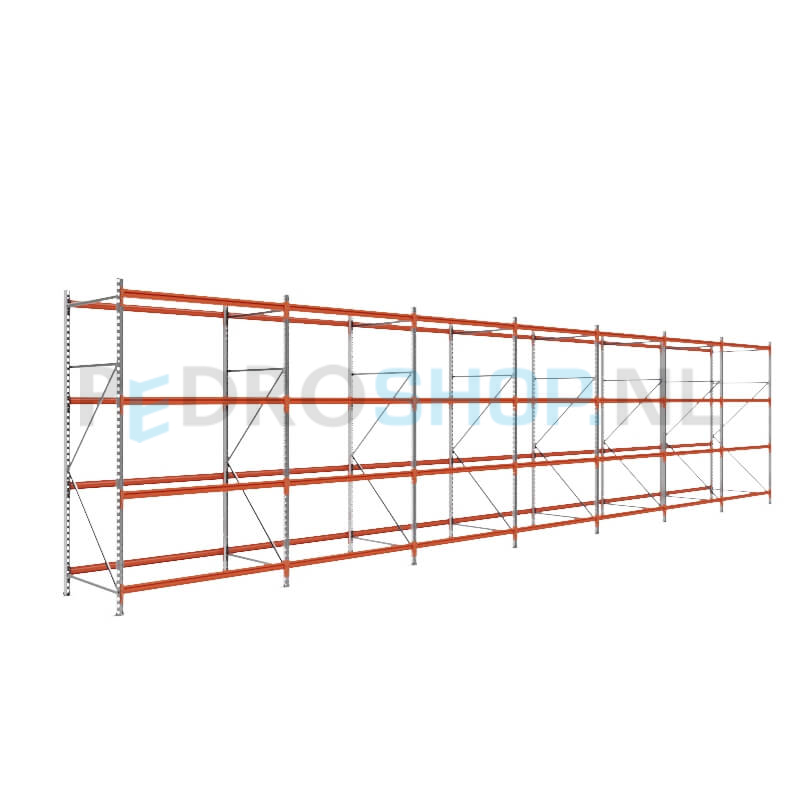 Grootvakstelling: 250cm (h) x 100cm (d) x 1091.6cm (l) x 4 niveaus