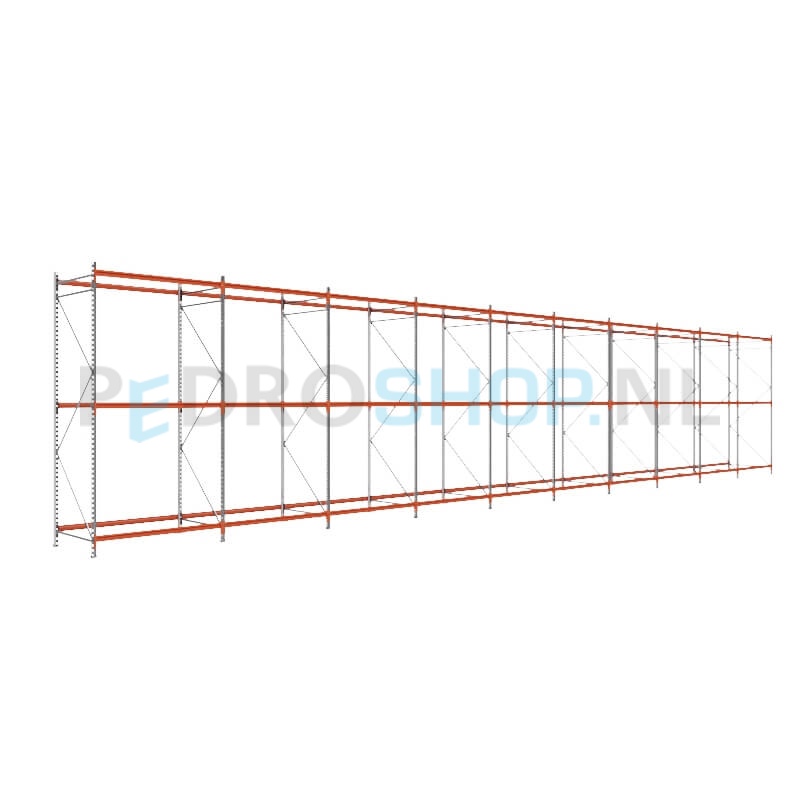 Grootvakstelling: 300cm (h) x 100cm (d) x 1557.2cm (l) x 3 niveaus