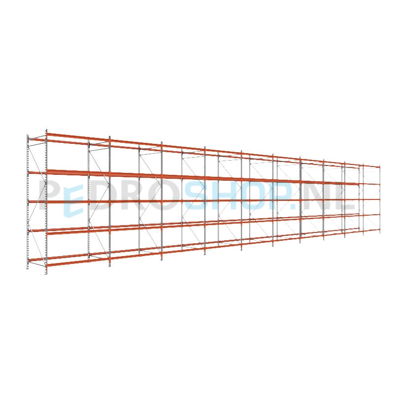 Grootvakstelling: 300cm (h) x 100cm (d) x 1557.2cm (l) x 5 niveaus