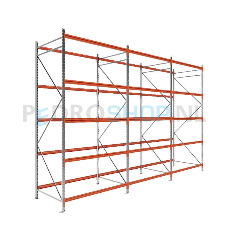 Grootvakstelling: 300cm (h) x 100cm (d) x 470.8cm (l) x 5 niveaus