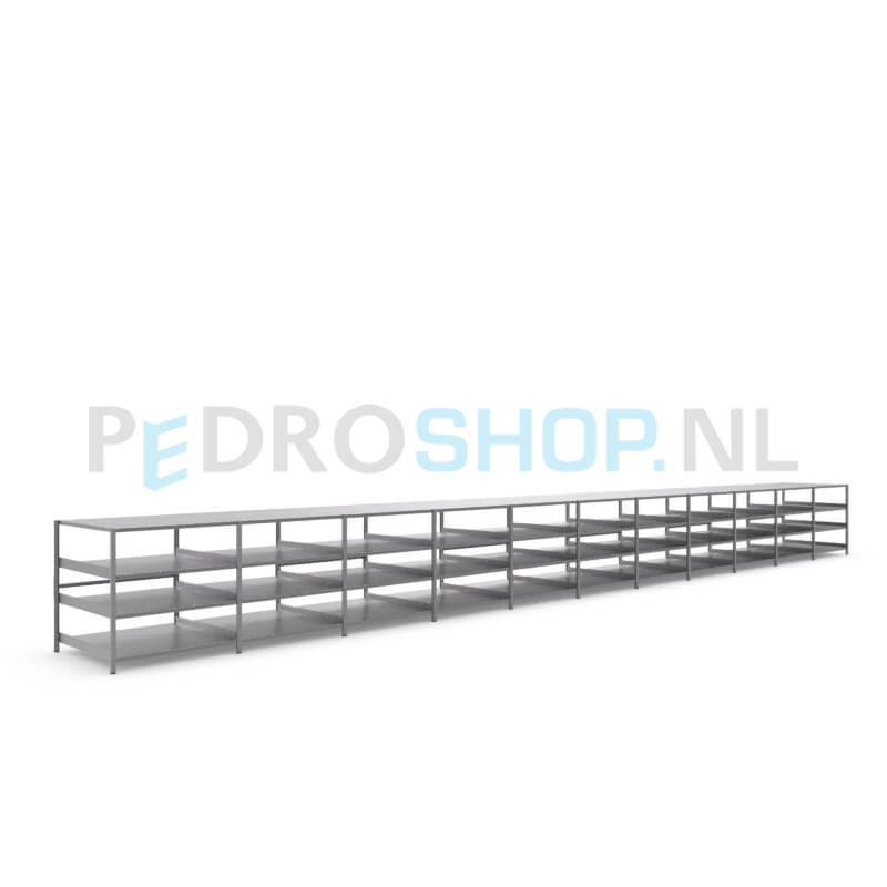 Metalen stellingkast: 100cm (h) x 100cm (d) x 1110.2cm (l)