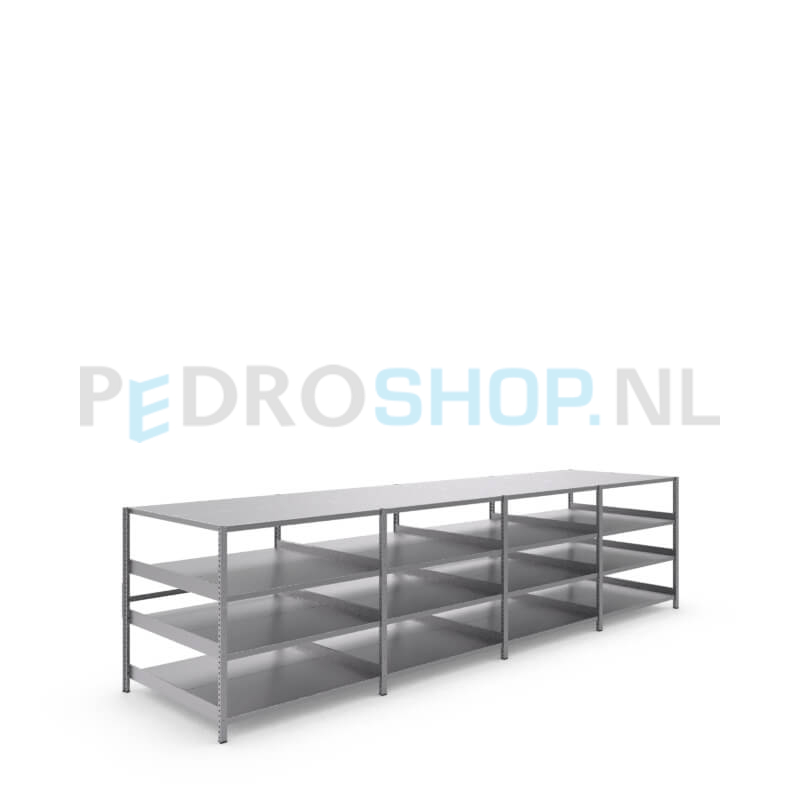 Metalen stellingkast: 100cm (h) x 100cm (d) x 406cm (l)