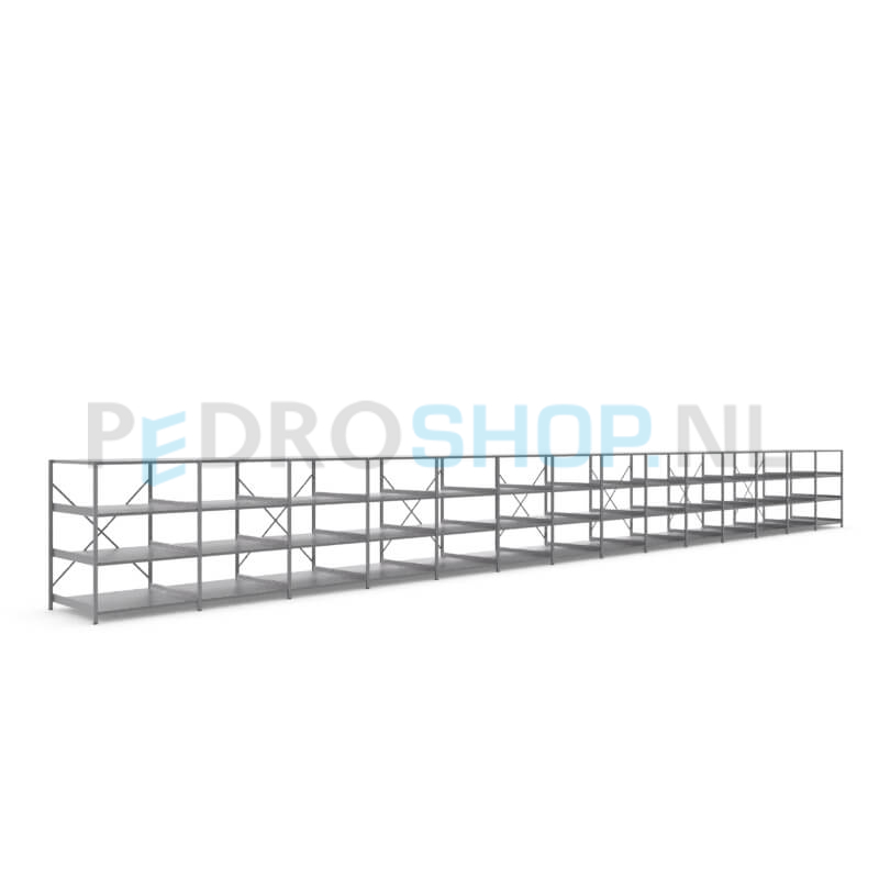 Metalen stellingkast: 140cm (h) x 100cm (d) x 1412cm (l)