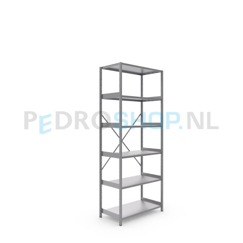 Metalen stellingkast: 250cm (h) x 50cm (d) x 104.2cm (l)