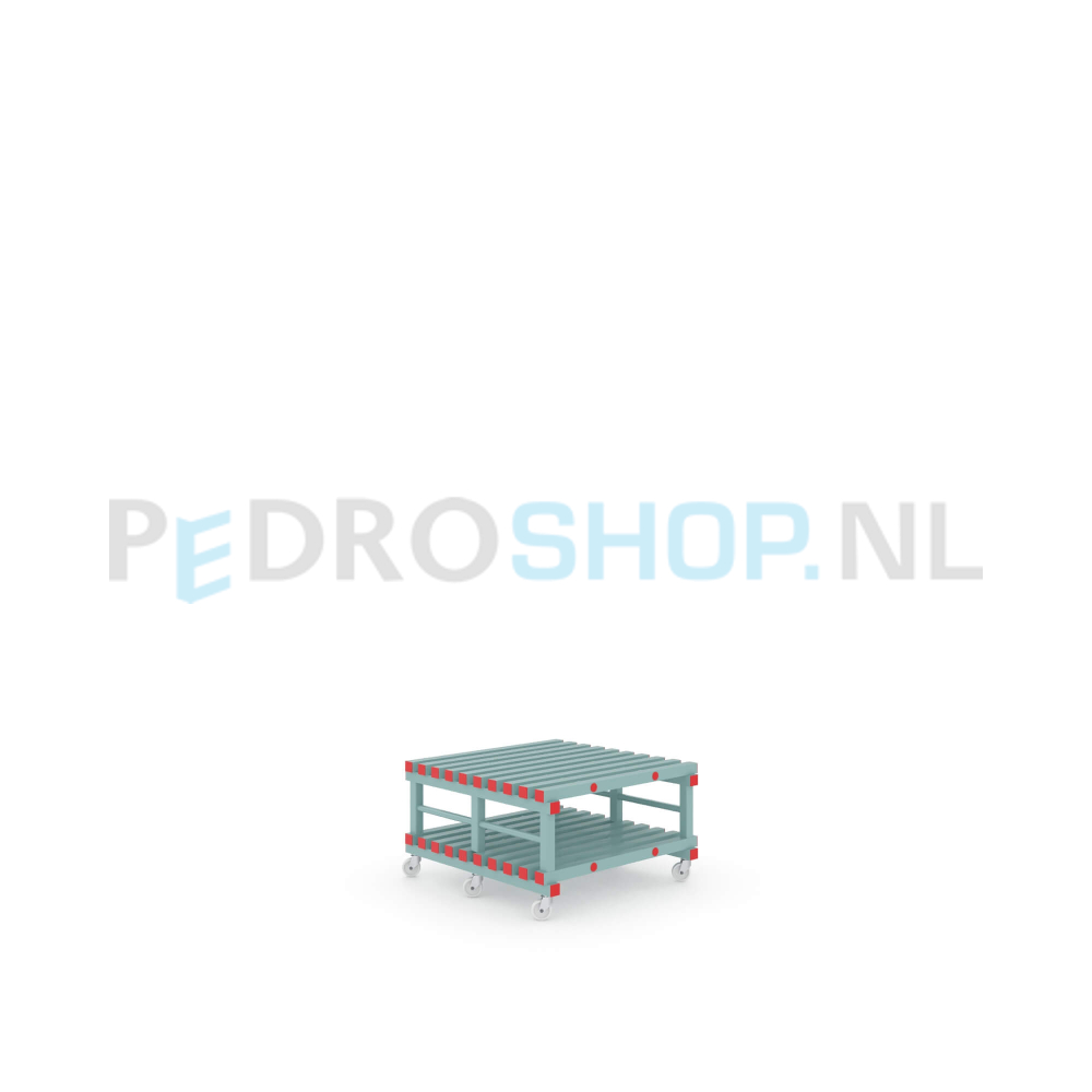 Kunststof stelling: 58cm (h) x 100cm (d) x 100cm (l)