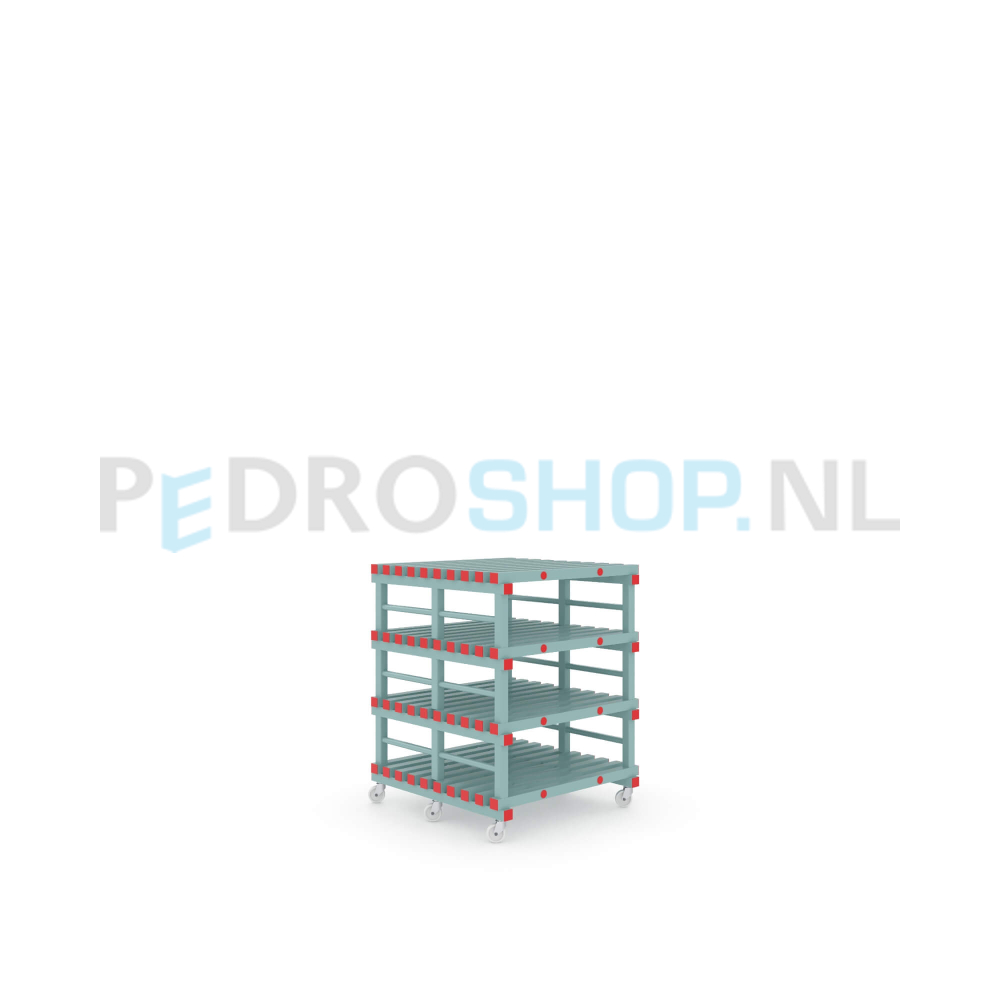 Kunststof stelling: 128cm (h) x 100cm (d) x 100cm (l)