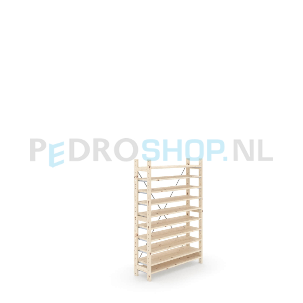 Houten stellingkast Easyrack: 150cm (h) x 30cm (d) x 103cm (l)