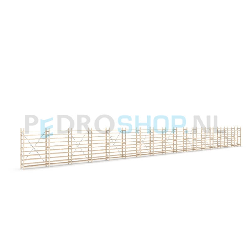 Houten stellingkast Easyrack: 150cm (h) x 30cm (d) x 1703cm (l)