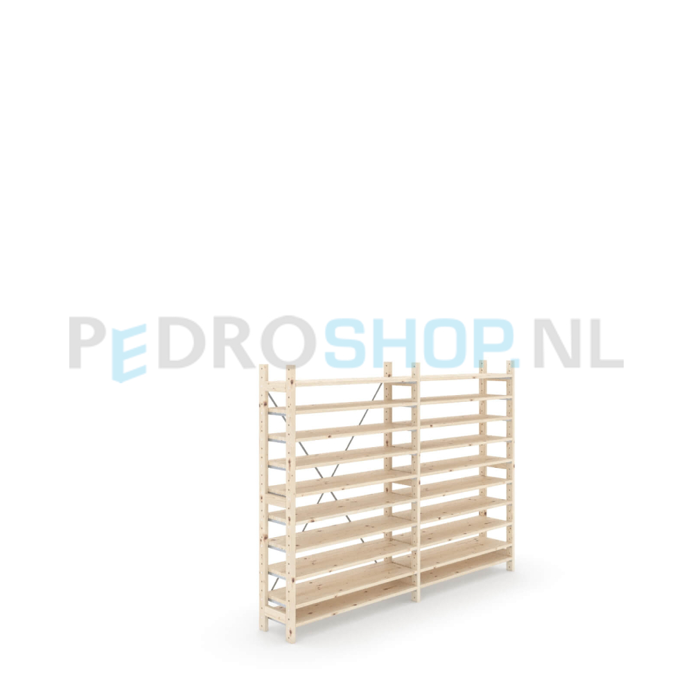 Houten stellingkast Easyrack: 150cm (h) x 30cm (d) x 203cm (l)