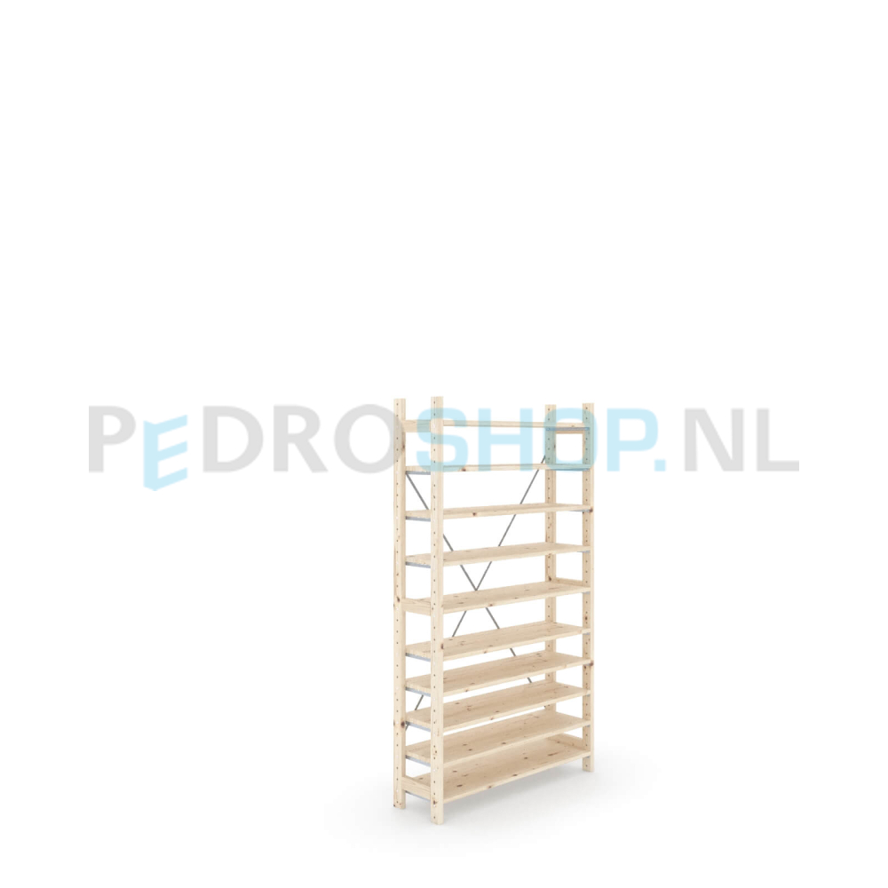 Houten stellingkast Easyrack: 180cm (h) x 30cm (d) x 103cm (l)