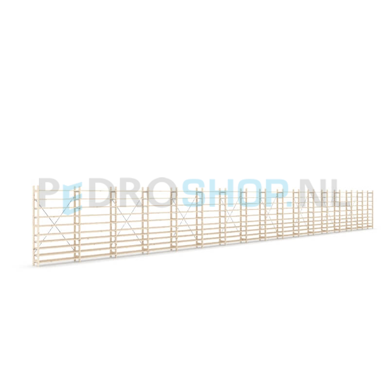 Houten stellingkast Easyrack: 180cm (h) x 30cm (d) x 1603cm (l)