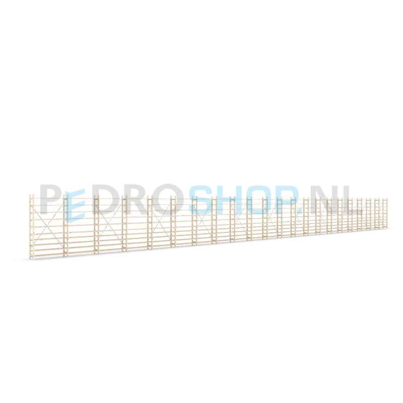 Houten stellingkast Easyrek: 180cm (h) x 30cm (d) x 2103cm (l)