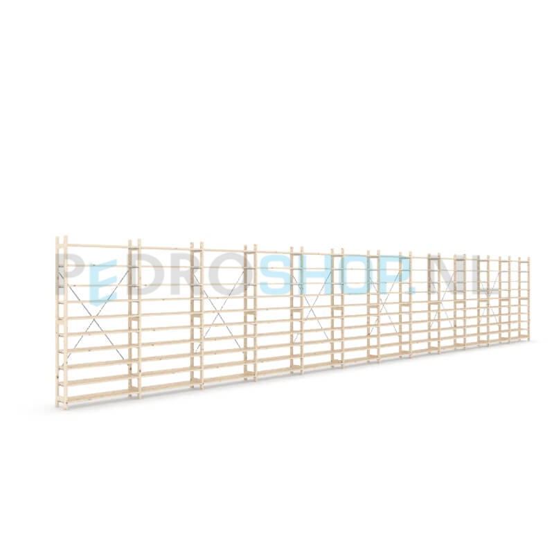Houten stellingkast Easyrek: 210cm (h) x 30cm (d) x 1203cm (l)