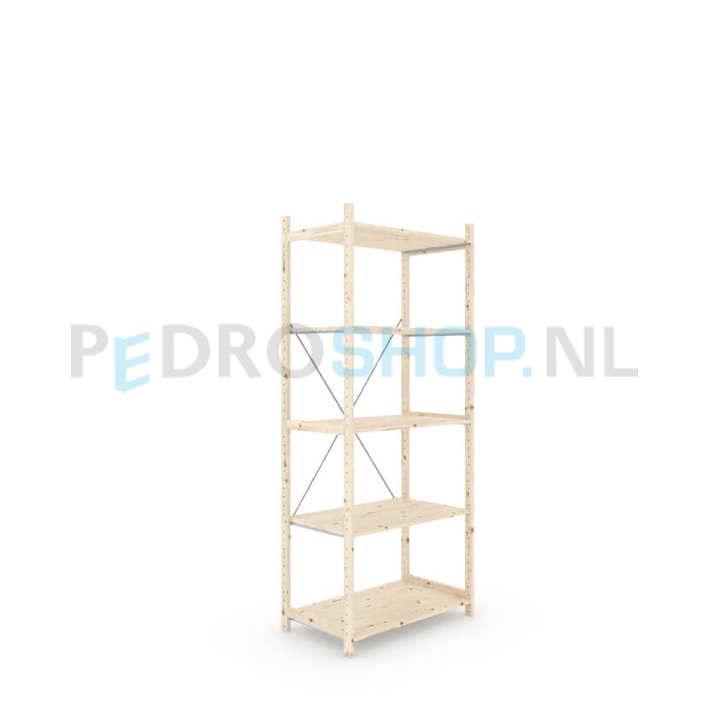 Houten stellingkast Easyrack: 240cm (h) x 60cm (d) x 103cm (l)
