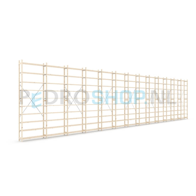 Houten stellingkast Easyrek: 300cm (h) x 30cm (d) x 1303cm (l)