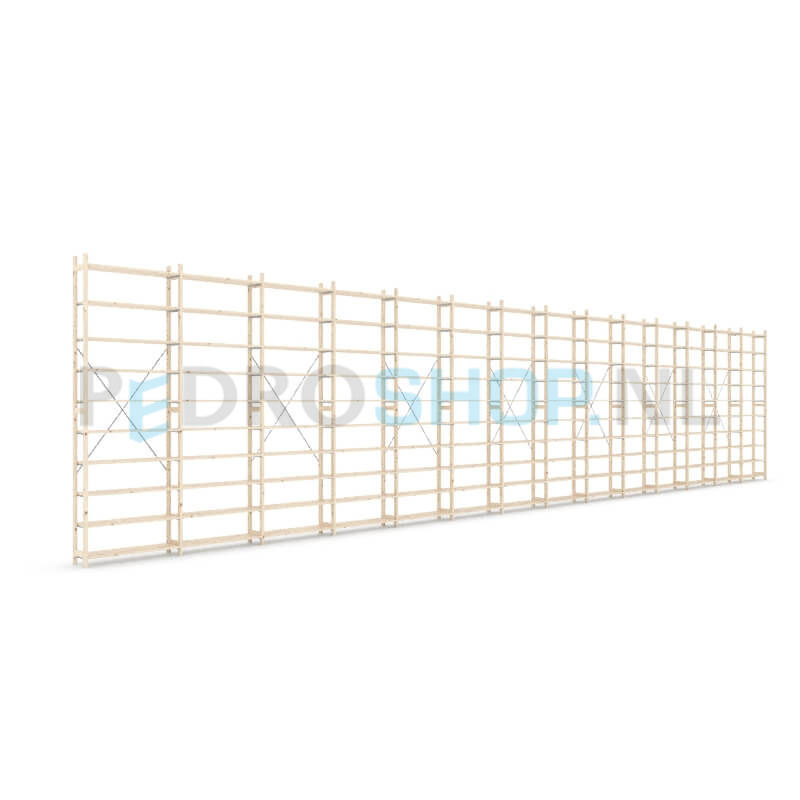 Houten stellingkast Easyrek: 300cm (h) x 30cm (d) x 1403cm (l)