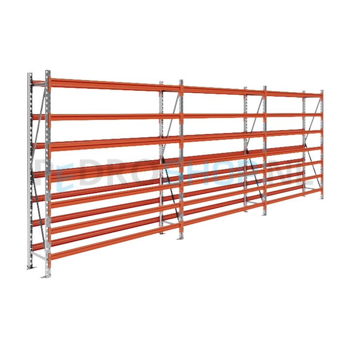 Grootvakstelling: 200cm (h) x 40cm (d) x 575.8cm (l) x 7 niveaus