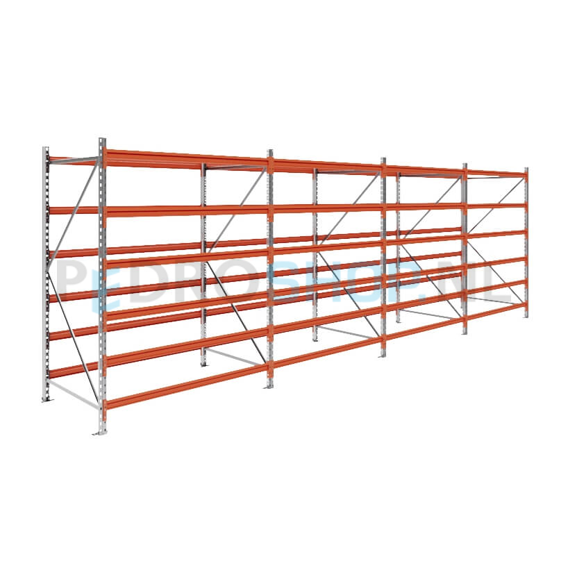 Grootvakstelling: 200cm (h) x 100cm (d) x 626cm (l) x 6 niveaus