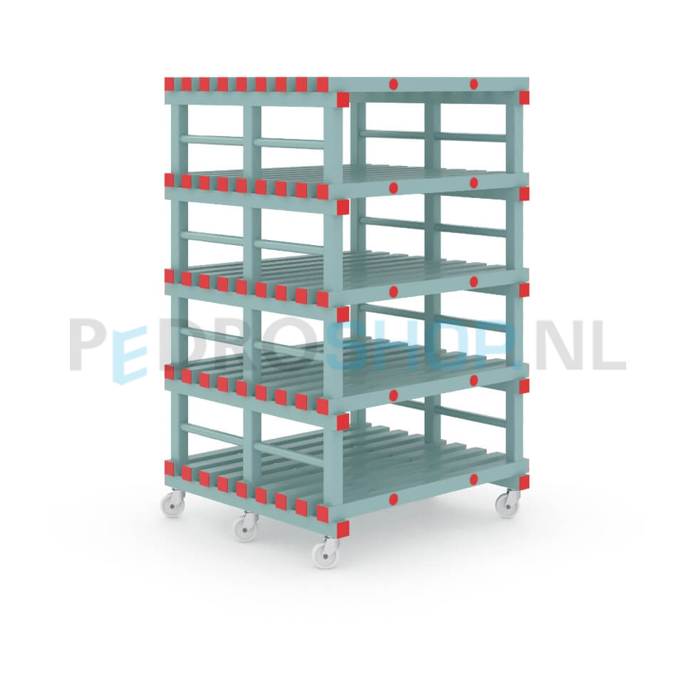 Kunststof stelling: 163cm (h) x 90cm (d) x 100cm (l)