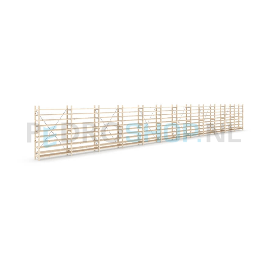 Houten stellingkast Easyrek: 150cm (h) x 30cm (d) x 1203cm (l)