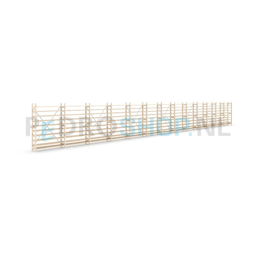 Houten stellingkast Easyrek: 150cm (h) x 30cm (d) x 1303cm (l)