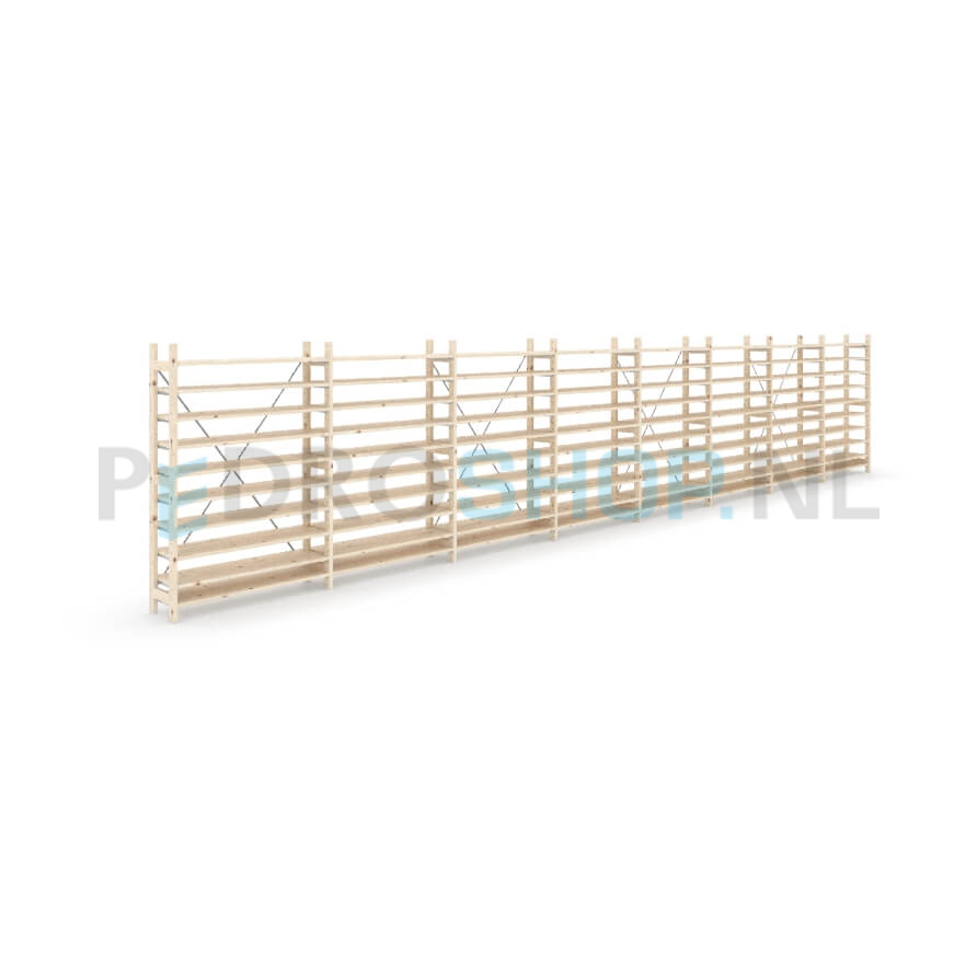 Houten stellingkast Easyrek: 150cm (h) x 30cm (d) x 803cm (l)
