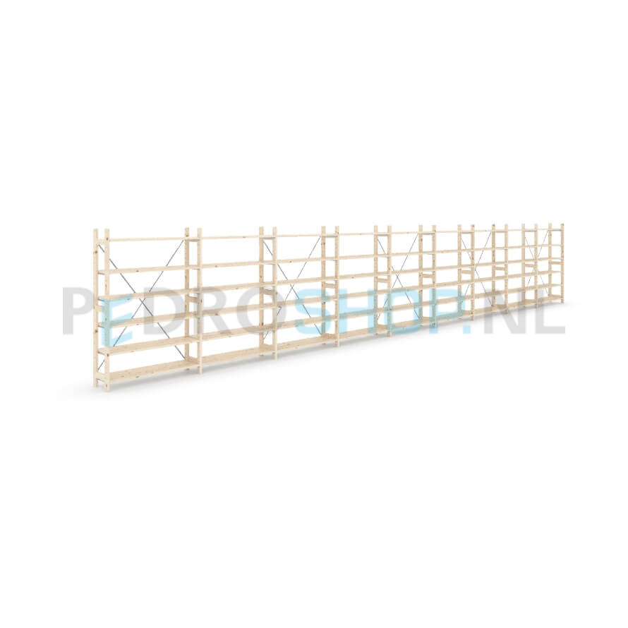 Houten stellingkast Easyrack: 150cm (h) x 30cm (d) x 903cm (l)