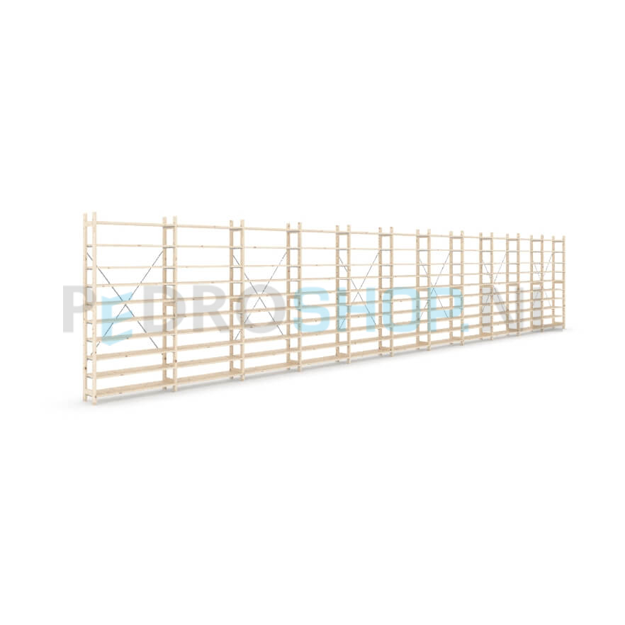 Houten stellingkast Easyrek: 210cm (h) x 30cm (d) x 1103cm (l)