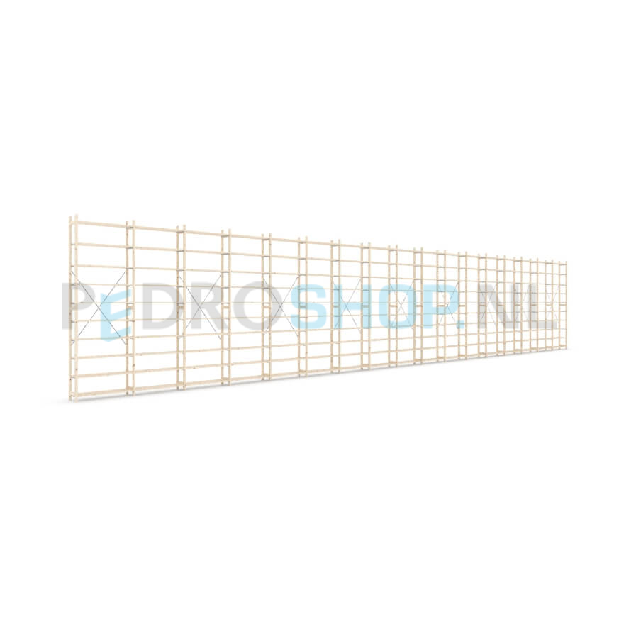 Houten stellingkast Easyrek: 300cm (h) x 30cm (d) x 1703cm (l)